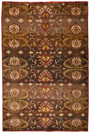 HomeRoots 8x10 Hand Knotted Wool Ikat Area Rug Artisan Crafted Stain Resistant Living Room 744226