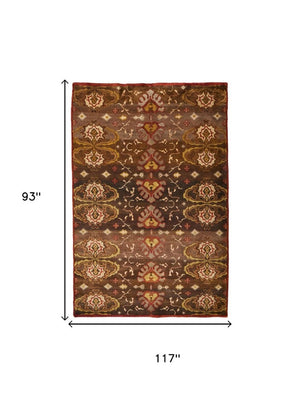 8x10 Hand Knotted Wool Ikat Area Rug Artisan Crafted Stain Resistant Living Room