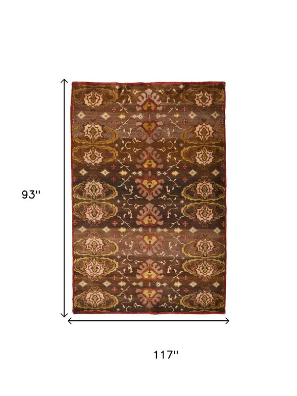 8x10 Hand Knotted Wool Ikat Area Rug Artisan Crafted Stain Resistant Living Room