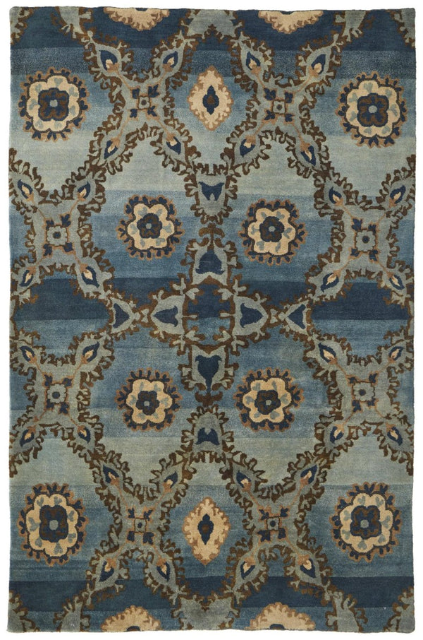 8 X 10 Hand Knotted Wool Ikat Area Rug Artisan Crafted Stain Resistant Floor Accent