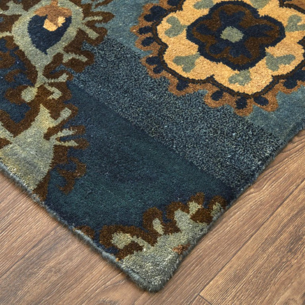 8 X 10 Hand Knotted Wool Ikat Area Rug Artisan Crafted Stain Resistant Floor Accent