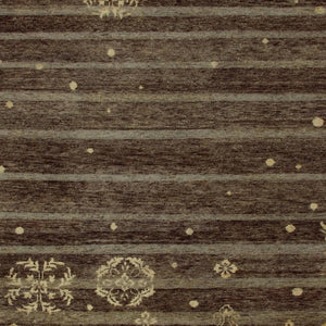 8 X 10 Hand Knotted Wool Blend Area Rug with Brown Tan Stripes for Living Rooms