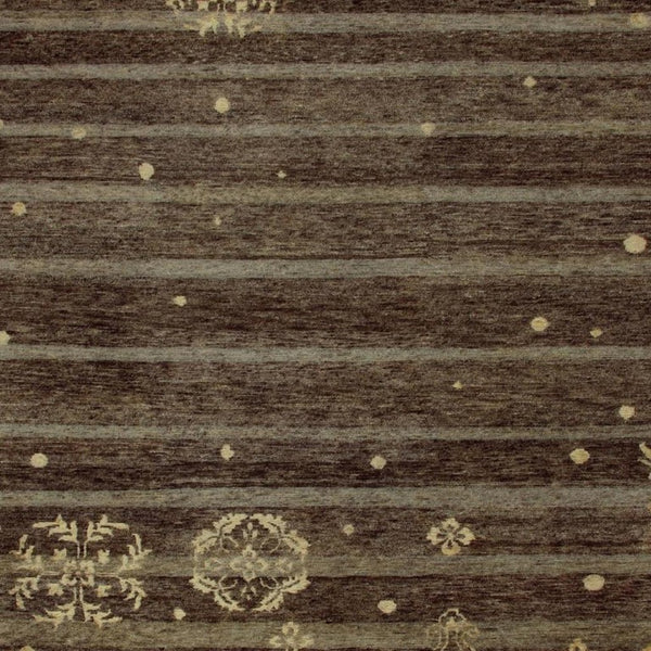 8 X 10 Hand Knotted Wool Blend Area Rug with Brown Tan Stripes for Living Rooms