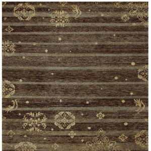 8 X 10 Hand Knotted Wool Blend Area Rug with Brown Tan Stripes for Living Rooms