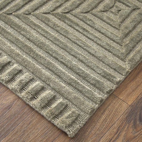 8 X 10 Hand Knotted Wool Geometric Area Rug Stain Resistant for Living Rooms