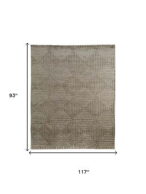 8 X 10 Hand Knotted Wool Geometric Area Rug Stain Resistant for Living Rooms