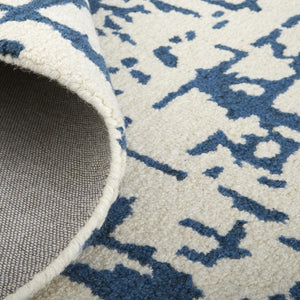 HomeRoots 8x10 Ivory Blue Wool Hand Tufted Abstract Area Rug Mid Century Artisan Crafted 744241