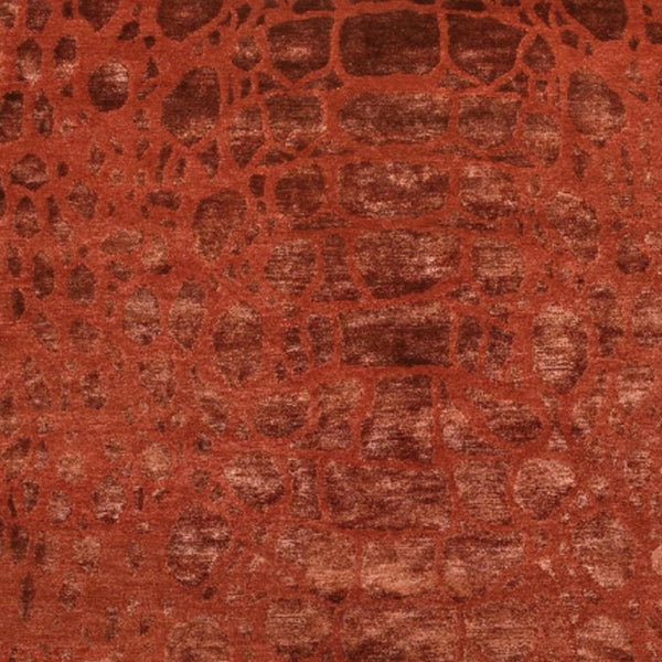 8x10 Hand Knotted Wool Blend Area Rug Bold Animal Print in Red Orange Tones