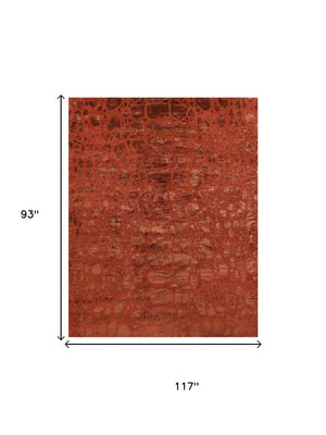 8x10 Hand Knotted Wool Blend Area Rug Bold Animal Print in Red Orange Tones