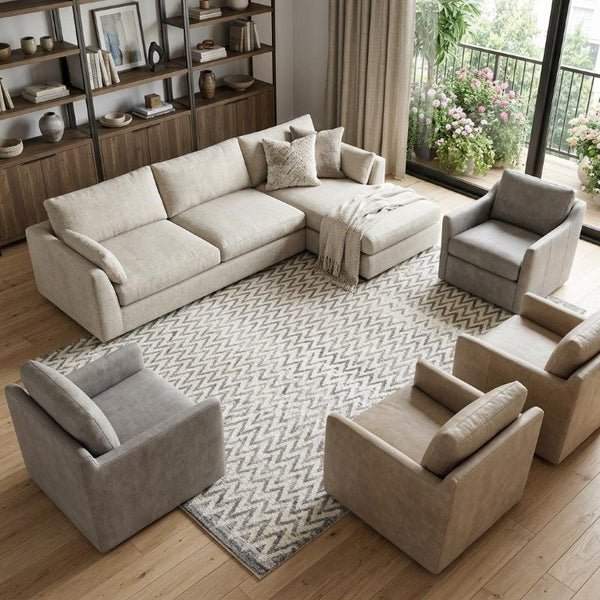 8 X 10 Ivory Gray Abstract Hand Knotted Artisan Area Rug for Living Room