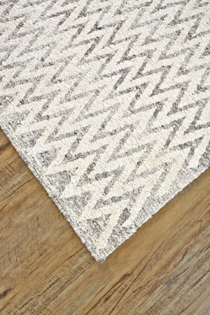 8 X 10 Ivory Gray Abstract Hand Knotted Artisan Area Rug for Living Room