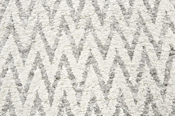 8 X 10 Ivory Gray Abstract Hand Knotted Artisan Area Rug for Living Room