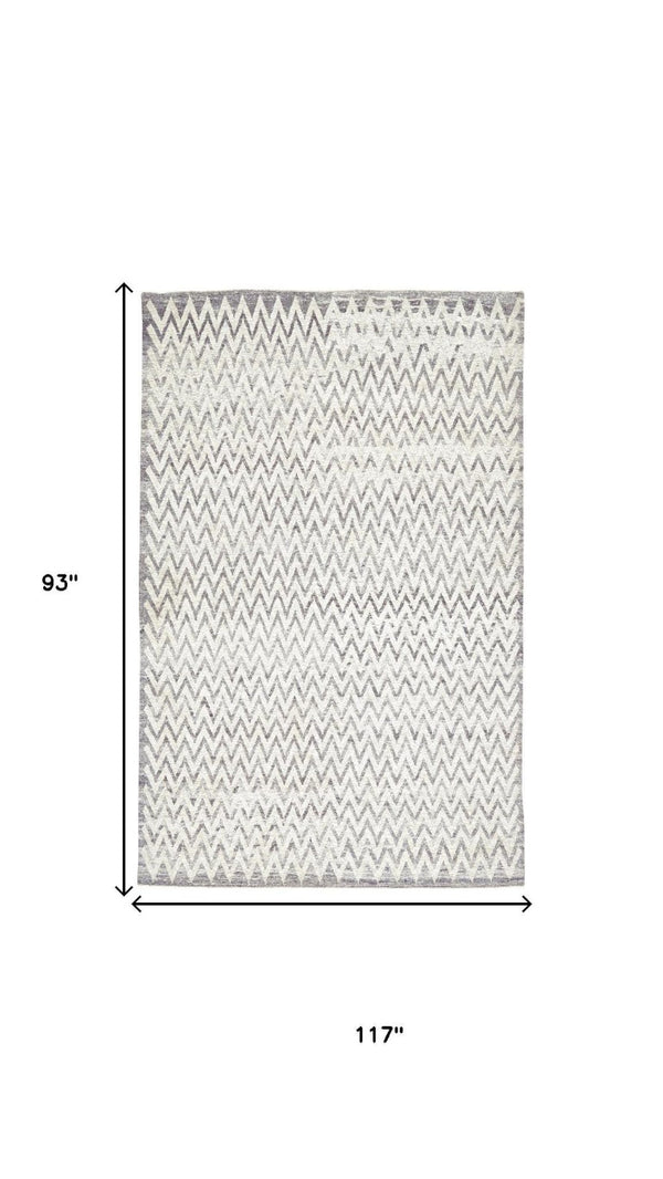 8 X 10 Ivory Gray Abstract Hand Knotted Artisan Area Rug for Living Room