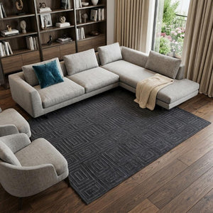 8 X 10 Hand Knotted Wool Geometric Area Rug Stain Resistant Modern Gray