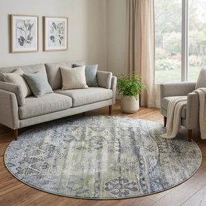 8 Foot Abstract Round Area Rug in Polypropylene with Artsy Multicolor Design