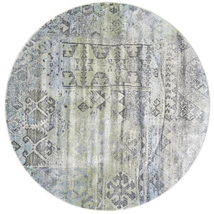 HomeRoots 8 Foot Abstract Round Area Rug in Polypropylene with Artsy Multicolor Design 744258