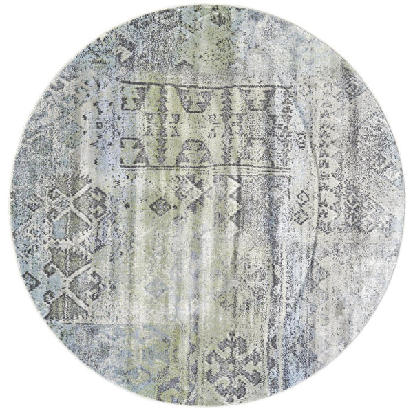 HomeRoots 8 Foot Abstract Round Area Rug in Polypropylene with Artsy Multicolor Design 744258