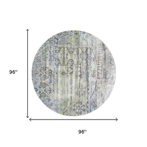 8 Foot Abstract Round Area Rug in Polypropylene with Artsy Multicolor Design