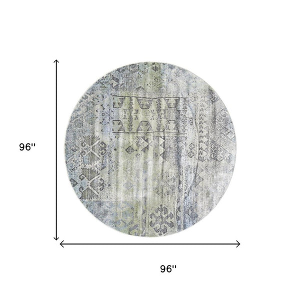 8 Foot Abstract Round Area Rug in Polypropylene with Artsy Multicolor Design