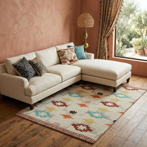 8x11 Bohemian Wool Area Rug Hand Tufted Geometric Design Stain Resistant Floor Accent