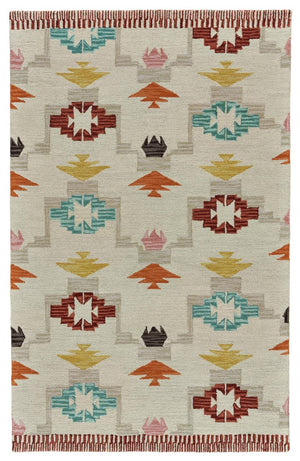 HomeRoots 8x11 Bohemian Wool Area Rug Hand Tufted Geometric Design Stain Resistant Floor Accent 744259