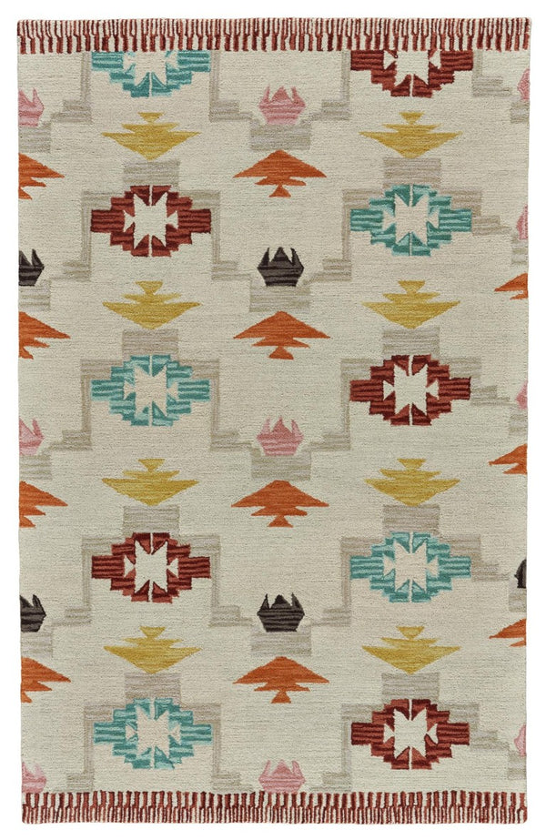 HomeRoots 8x11 Bohemian Wool Area Rug Hand Tufted Geometric Design Stain Resistant Floor Accent 744259