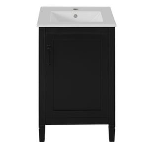 English Elm 20" Black Bathroom Vanity with Ceramic Sink, Soft-Close Door, U-Shaped Adjustable Shelf & Door Racks N729P299364B