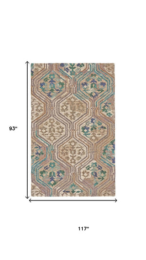 8x10 Ikat Hand Tufted Wool Blend Area Rug Bohemian Stain Resistant Living Room