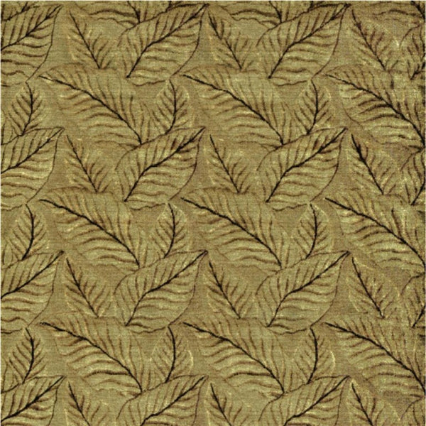 8x10 Hand Knotted Wool Blend Floral Area Rug in Green Tan Black Cottage Style