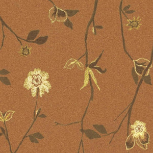 8 X 10 Hand Knotted Wool Floral Area Rug in Warm Orange Brown and Yellow