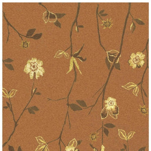 8 X 10 Hand Knotted Wool Floral Area Rug in Warm Orange Brown and Yellow
