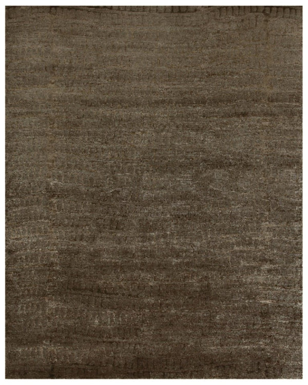 HomeRoots 8 X 10 Hand Knotted Wool Blend Abstract Area Rug in Brown and Black Tones 744271