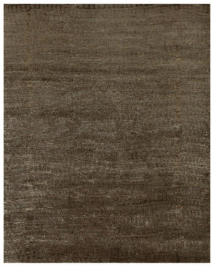 8 X 10 Hand Knotted Wool Blend Abstract Area Rug in Brown and Black Tones