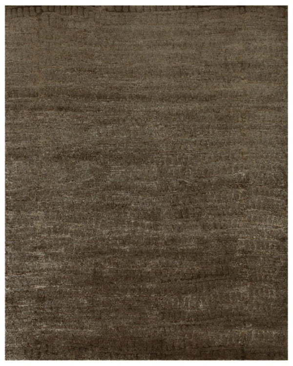 8 X 10 Hand Knotted Wool Blend Abstract Area Rug in Brown and Black Tones