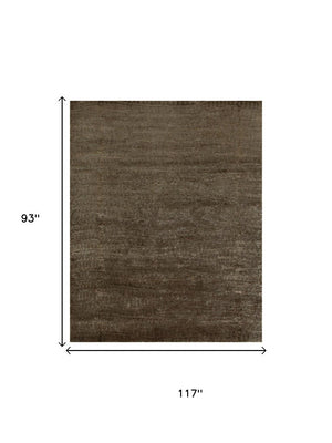 8 X 10 Hand Knotted Wool Blend Abstract Area Rug in Brown and Black Tones