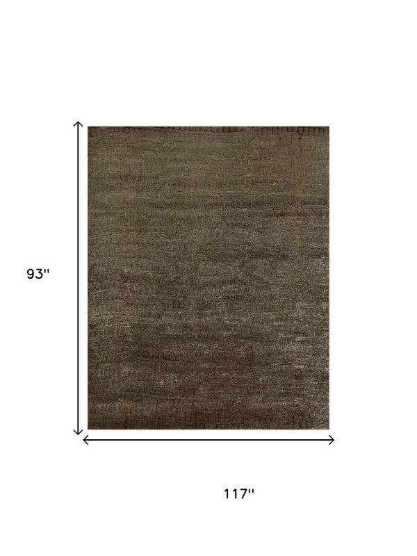 8 X 10 Hand Knotted Wool Blend Abstract Area Rug in Brown and Black Tones