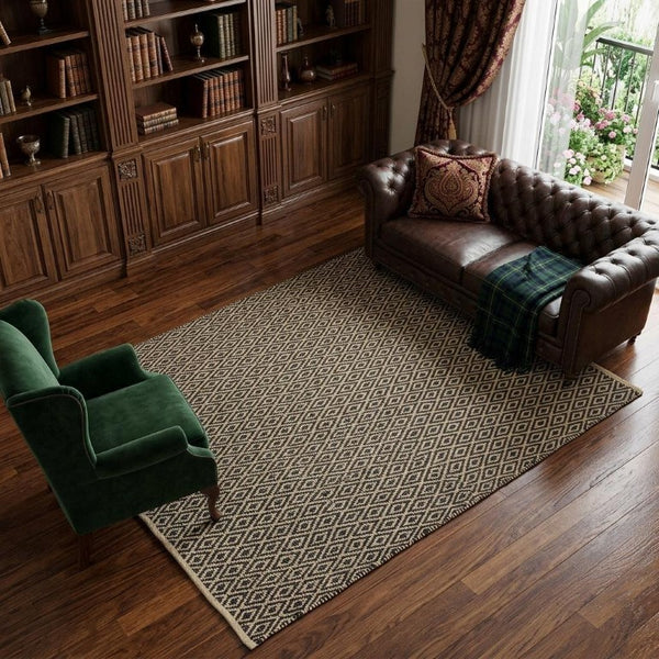 8x11 Hand Woven Geometric Area Rug Stain Resistant Polyester for Living Rooms