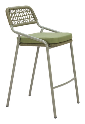 Zuo Modern Rio Barstool Set Of 2 - Premium Outdoor Seating With Stylish Design For Hospitality Spaces Green 100% Olefin,Steel,100% Polyethylene 704169-zuo-modern