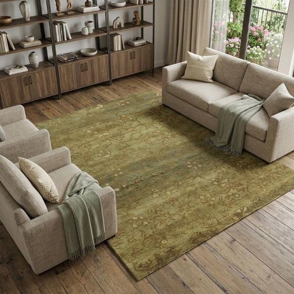 8x10 Hand Knotted Wool Floral Area Rug Stain Resistant Artisan Crafted for Living Rooms