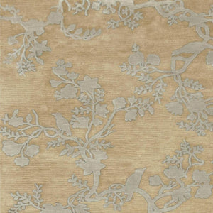 8 X 10 Hand Knotted Wool Floral Area Rug in Tan Gold Mid-century Style