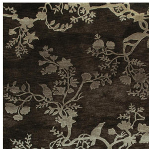8x10 Hand Knotted Wool Floral Rug in Gray Silver Mid-century Style Stain Resistant