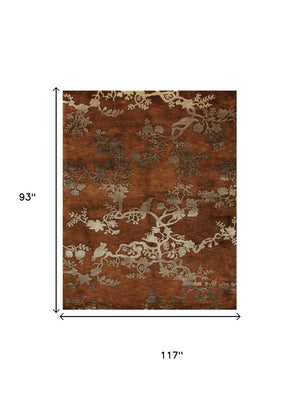 8x10 Hand Knotted Wool Floral Area Rug Mid-century Style Stain Resistant Artisan