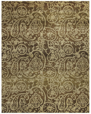 HomeRoots 8 X 10 Hand Knotted Wool Paisley Area Rug Stain Resistant Artisan Crafted 744285