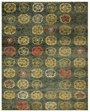 8 X 10 Hand Knotted Wool Blend Floral Area Rug in Vibrant Artisan Woven Style