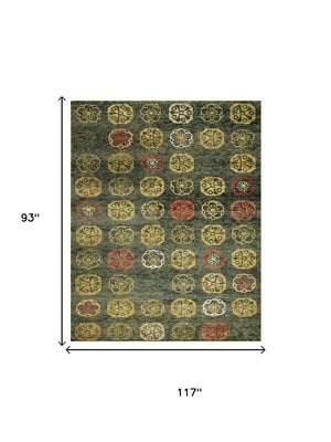 8 X 10 Hand Knotted Wool Blend Floral Area Rug in Vibrant Artisan Woven Style