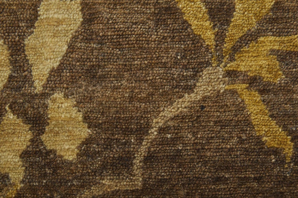 8x10 Hand Knotted Wool Floral Area Rug Artisan Crafted Stain Resistant Green Gold