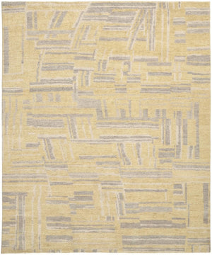 HomeRoots 8 X 10 Hand Knotted Wool Abstract Area Rug in Gold Gray Stain Resistant 744290