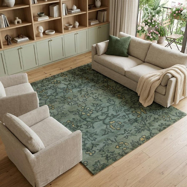 8x10 Hand Knotted Wool Floral Area Rug Artisan Crafted Stain Resistant Living Room