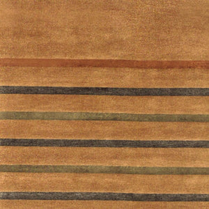 8x11 Hand Knotted Wool Blend Area Rug with Earthy Striped Pattern for Living Room