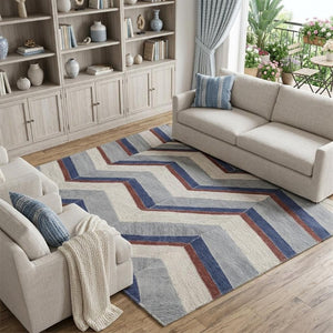 8x10 Hand Woven Geometric Area Rug Stain Resistant Polyester Coastal Living Room